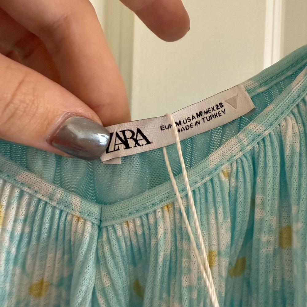 Zara Light Blue Floral Dress - Picture 2 of 2
